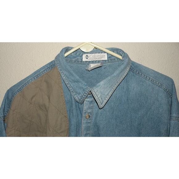 Vintage Columbia Men’s XXL LS Denim Button Shooting Shirt Blue Gray Faded - Picture 2 of 4